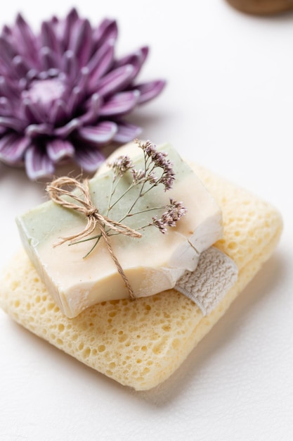 Natural handmade soap. Organic soap bars with plants extracts.