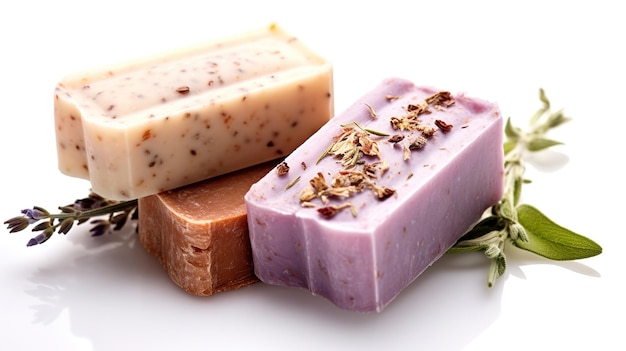 Photo natural handmade soaps of different shapes and colors