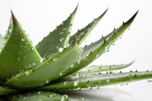 Photo natural hydration aloe vera plant with glistening water droplets