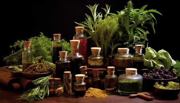 Photo natural ingredients herbal products are crafted