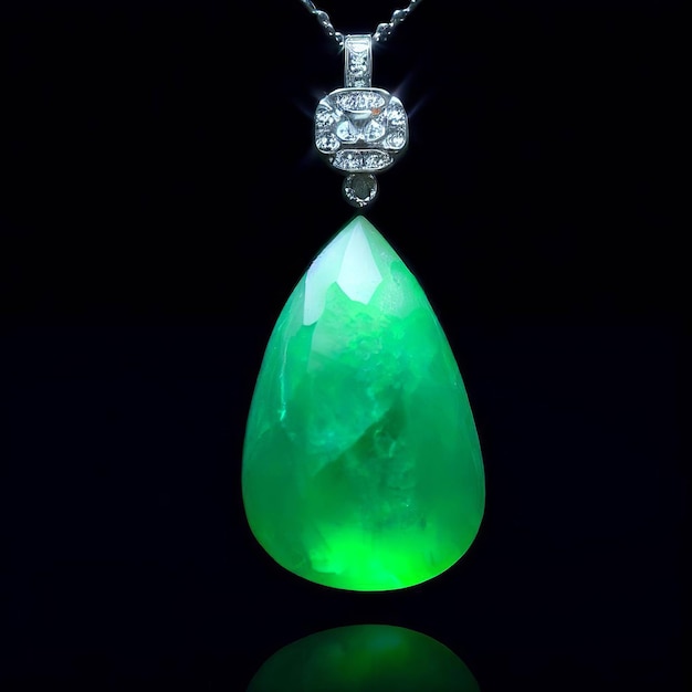 Photo natural jadeite jade and diamond drop pendant