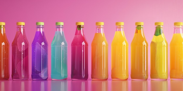 Photo natural juices in bottles generative ai