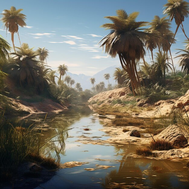 Natural landscape and palm trees