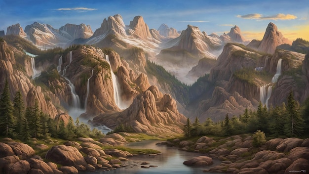 Natural landscape of rocky mountains