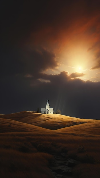 Photo the natural landscape of valley during the sunset