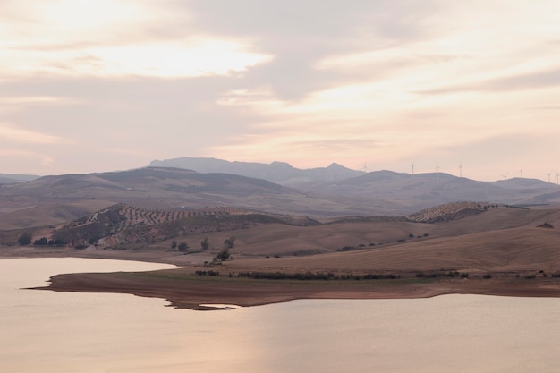 Photo natural landscape with river