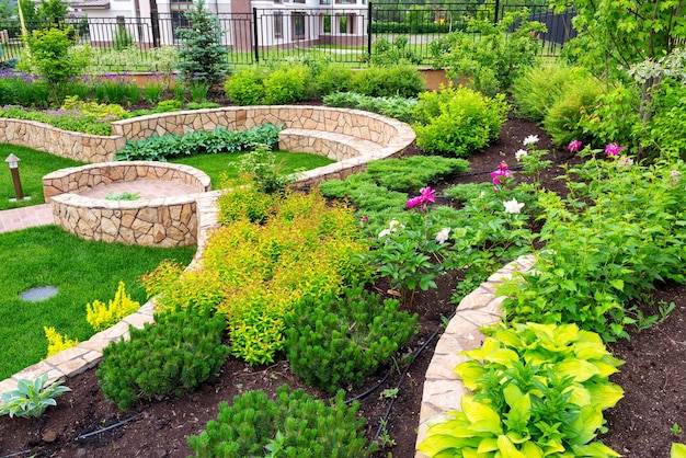 Natural landscaping in home garden