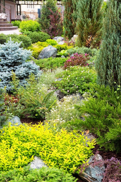 Natural landscaping in home garden