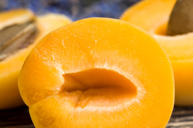 Natural lavender flowers and slices of orange apricots