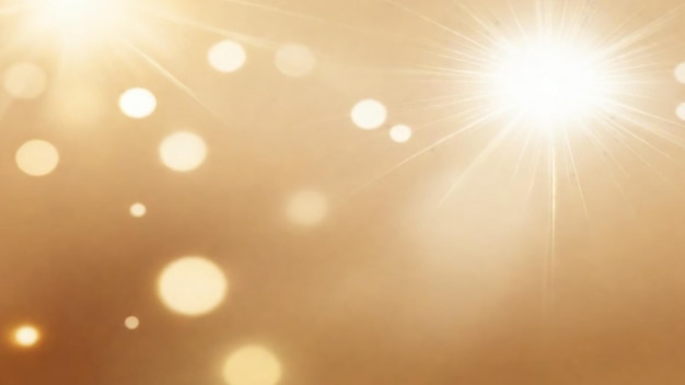 Natural light lens flare on gold background sun ray effect