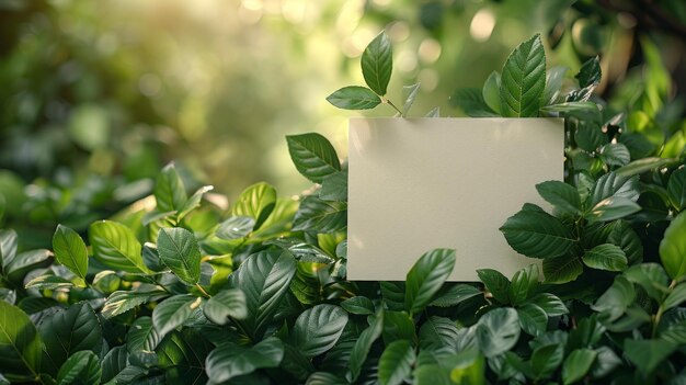 Foto mockup di inviti al matrimonio a luce naturale con rami e foglie ai generativa