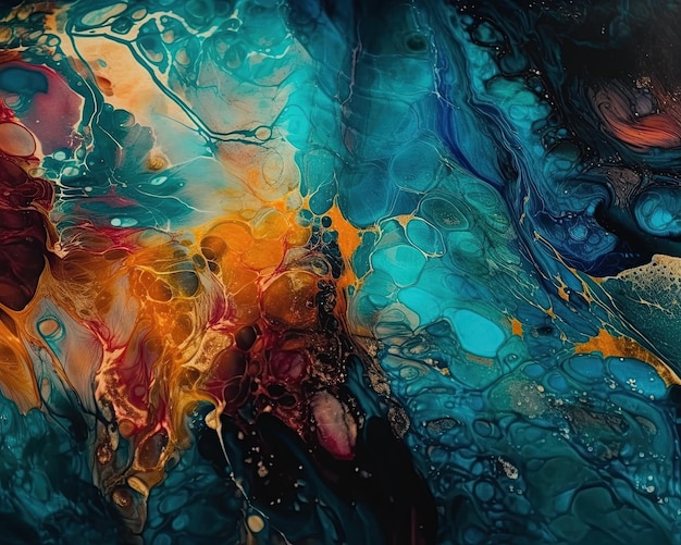 自然で豪華な抽象的な流体アート絵画アルコール インク技術抽象的な背景