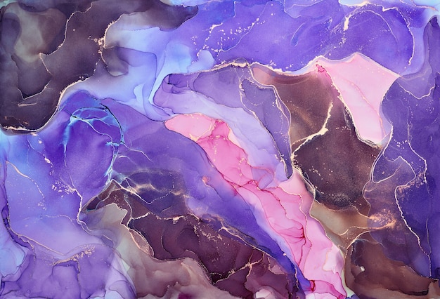 Natural  luxury abstract fluid art painting in alcohol ink technique. Tender and dreamy  wallpaper. Mixture of colors creating transparent waves and golden swirls. For posters, other printed materials