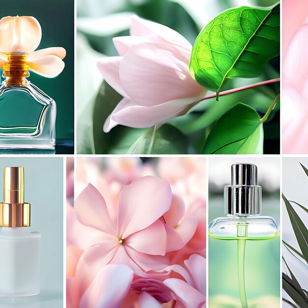 Photo natural luxury perfume bottle on a background of flowers delicate feminine fragrance ai generative