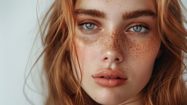 A natural makeup and styled portrait of a young woman