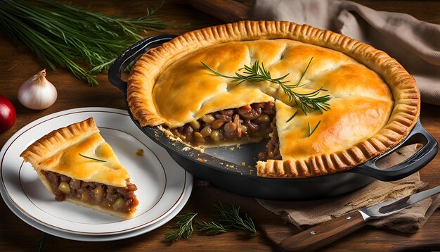 natural meat pie prepared with appetizing onions