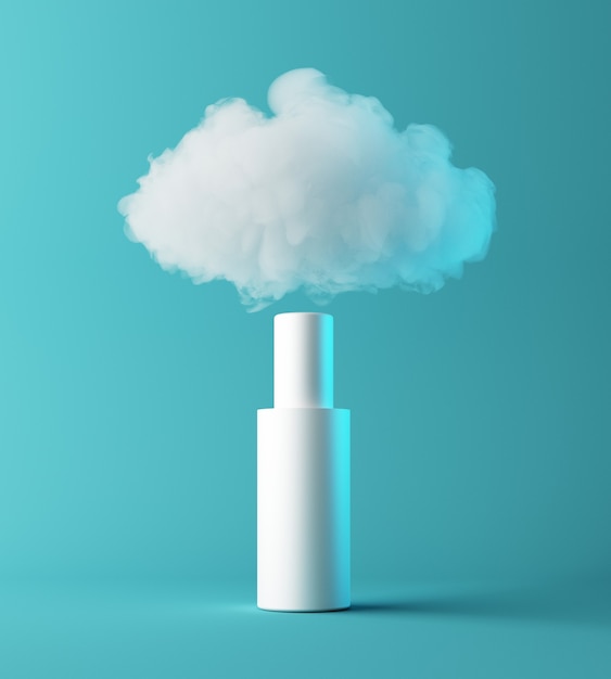 Photo natural moisturizer cosmetic presentation with cloud, mock up scene podium for product display. hydrating concept. 3d rendering