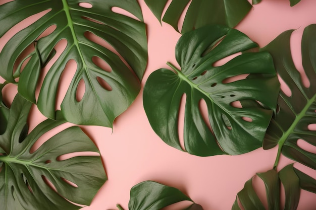 Natural monstera leaves background Illustration AI Generative