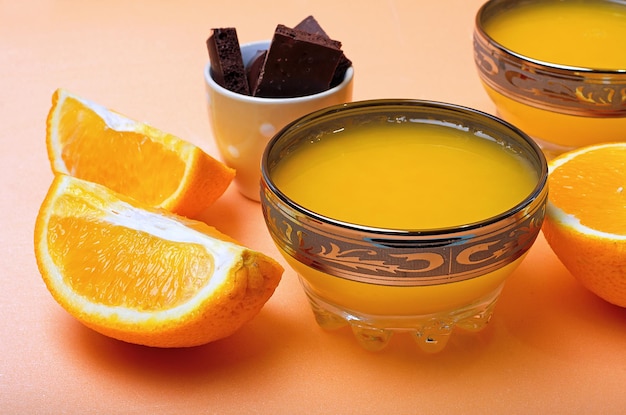 Natural orange jelly with bitter chocolate Proper nutrition healthy lifestyle