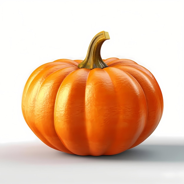 Natural orange pumpkin on simple white background Happy Thanksgiving day Generative AI