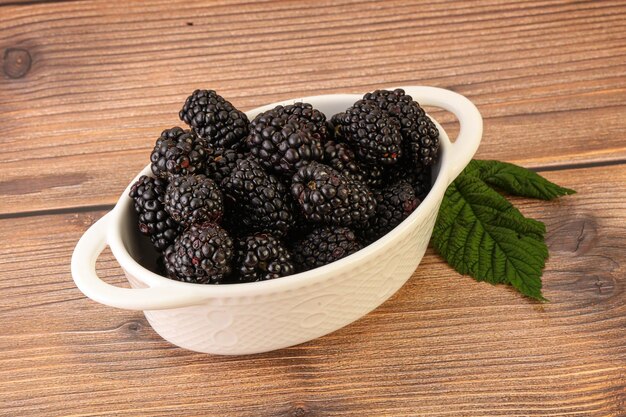 Natural organic blackberry in the bowl