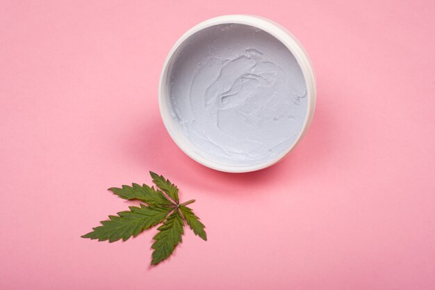 Natural organic marijuana cosmetics. beauty and skin care concept using the medical properties of cannabis