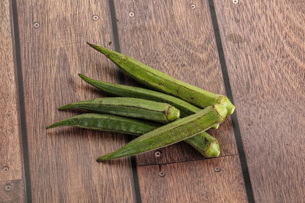 Natural organic raw green okra for cooking