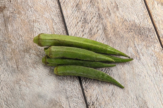 Natural organic raw green okra for cooking