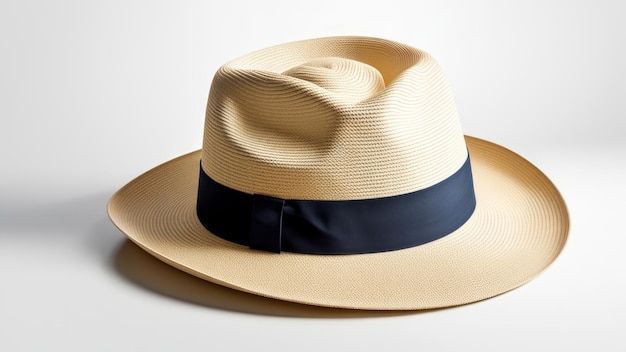 natural panama hat isolated on white background