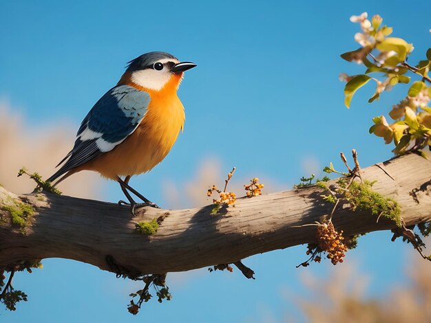 Natural panoramic bird sitting on branch ai generate