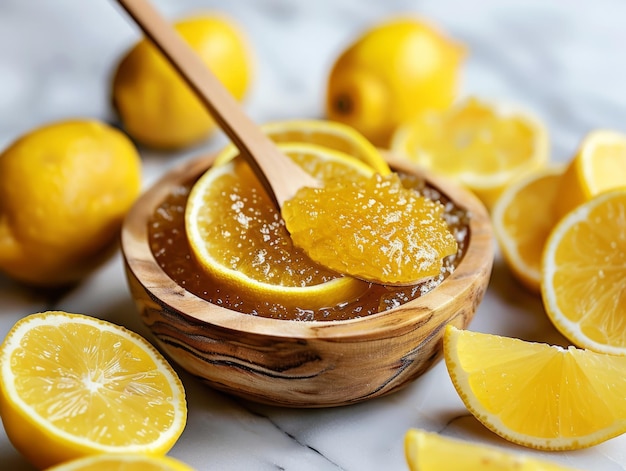 甘いレモンのジュースとオレンジの水で作られた天然のペースト