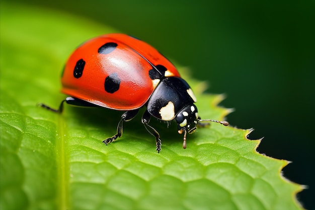 Natural predatos ladybug in action Diverse ecosystem with focus on the coexistence of crops
