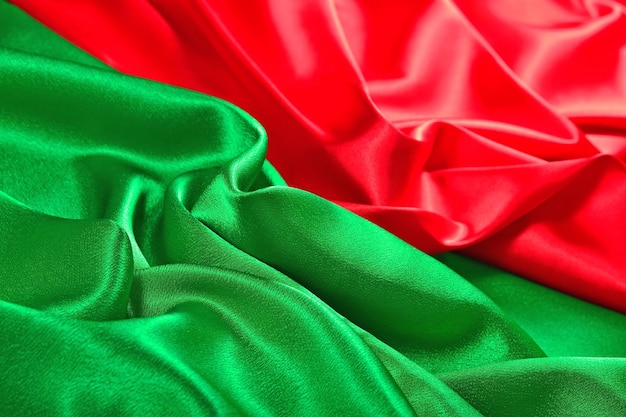 Natural red and green satin fabric texture