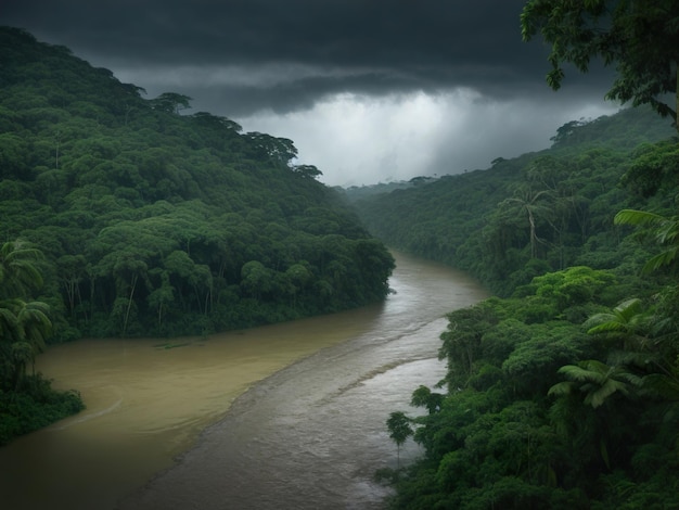 Natural river landcsape view