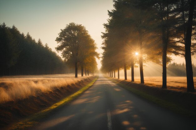 Natural road view created by ai alone road sky