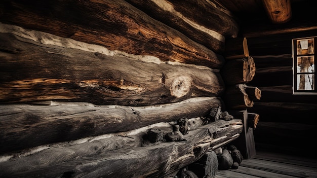 Natural and Rugged RoughHewn Log Wall Texture Rustic Charm in Timber Surface