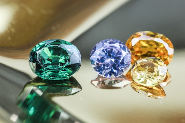 Natural Sapphire gemstone Jewel or gems on black shine color