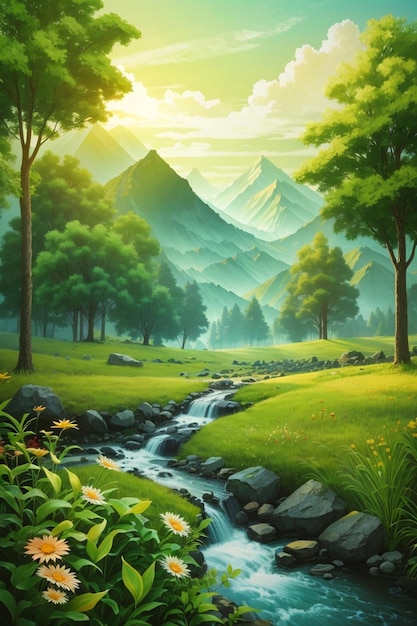 Natural scenery illustration
