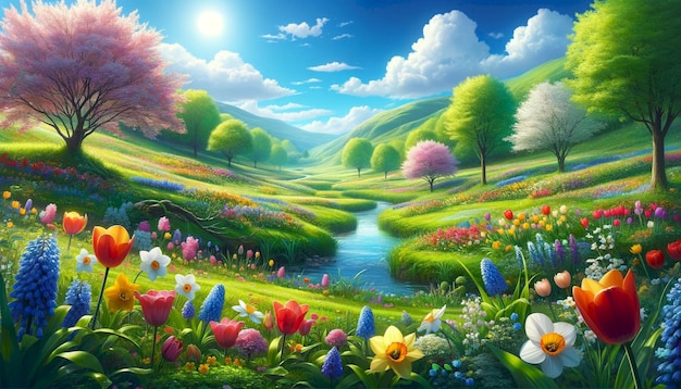 natural scenery in spring on a sunny day