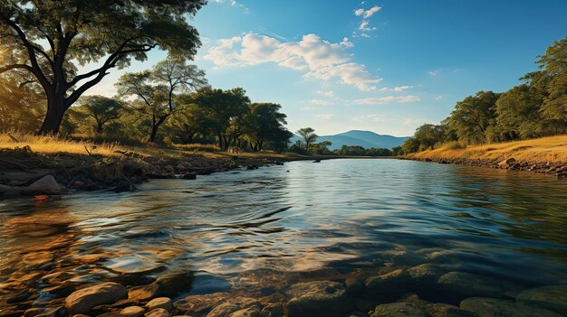 Foto paesaggio naturale con acqua limpida