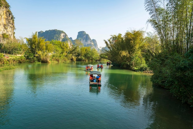 중국 광시 양숴 Yulong River의 자연 경관