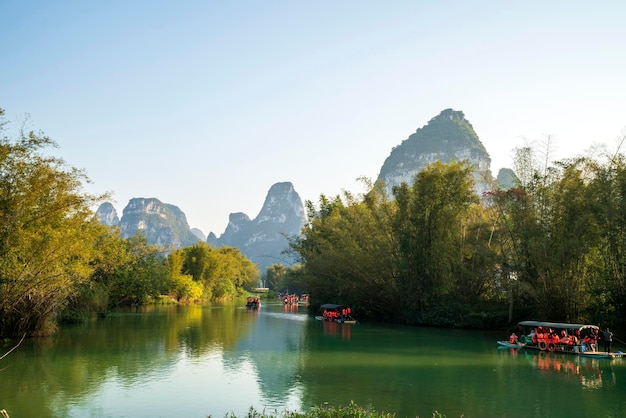 The natural scenery of Yulong River in Yangshuo Guangxi China