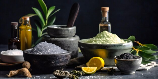 Натуральная морская соль и традиционные ингредиенты для ухода за кожей