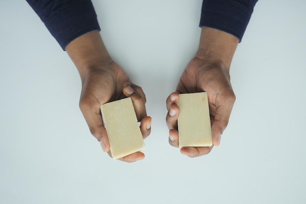 Natural soap bar on table