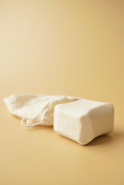 Natural soap bar on table