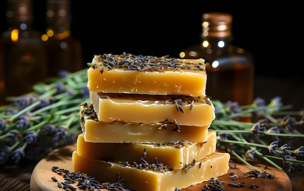 Natural soap bars with ingredients