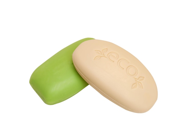 natural soap on a white background. care for clean and soft body skin. daily hygiene.