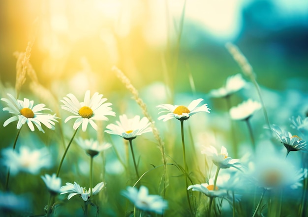 The natural spring background features some daisies and daisies