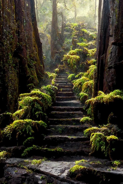 Natural Stone Staircase in the Forest 2