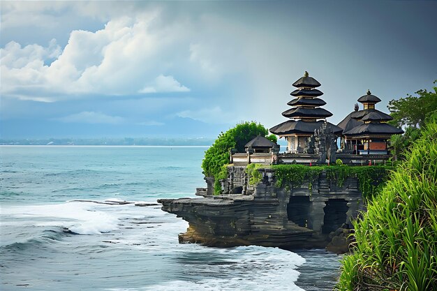 Photo natural style capture of bali beach temple